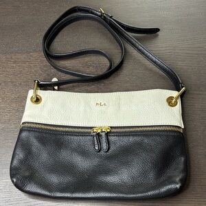 Ralph Lauren Crossbody Black and Cream Women's Bag Chunky Brass Hardware